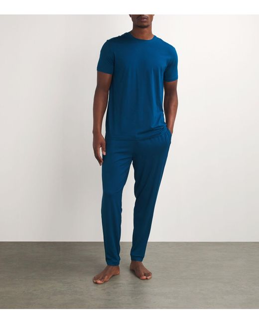 Derek Rose Blue Stretch-modal Basel Lounge Trousers for men
