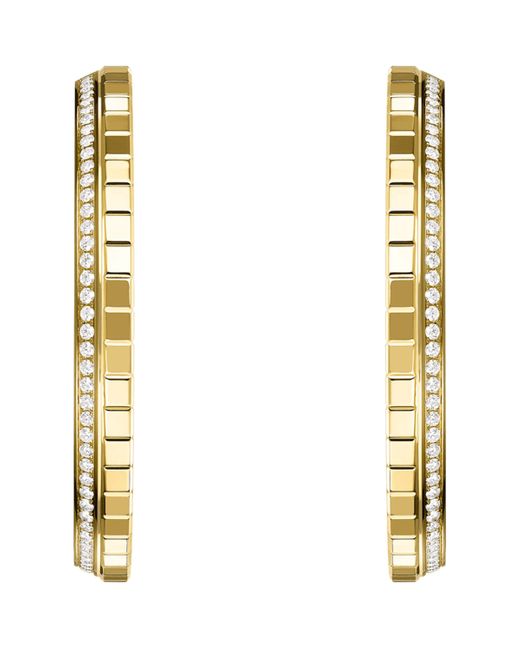 Chopard Metallic Large And Diamond Ice Cube Hoop Earrings