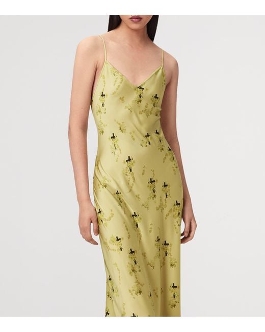AllSaints Metallic Floral Print Bryony Maxi Dress