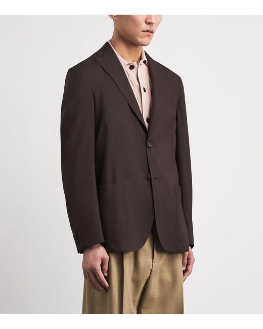 Corneliani Brown Virgin Wool-Silk Unlined Whisper Blazer for men