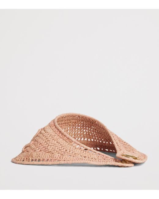 Chloé Pink Raffia Logo Visor