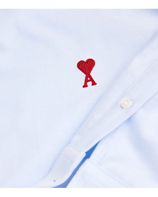 AMI Blue Cotton Ami De Coeur Shirt for men