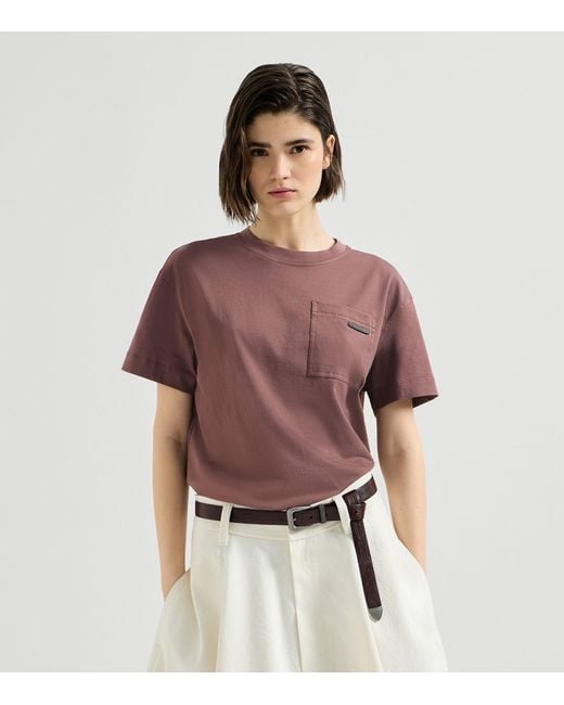Brunello Cucinelli Purple Cotton Patch Pocket T-Shirt