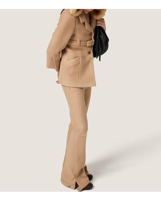Miu Miu Natural Wool Waxed Flare Trousers