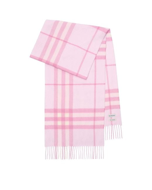 Burberry Pink Cashmere Check Scarf