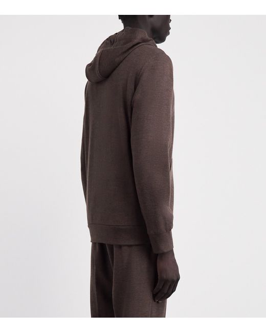 Marco Pescarolo Brown Cashmere-Blend Zip-Up Hoodie for men
