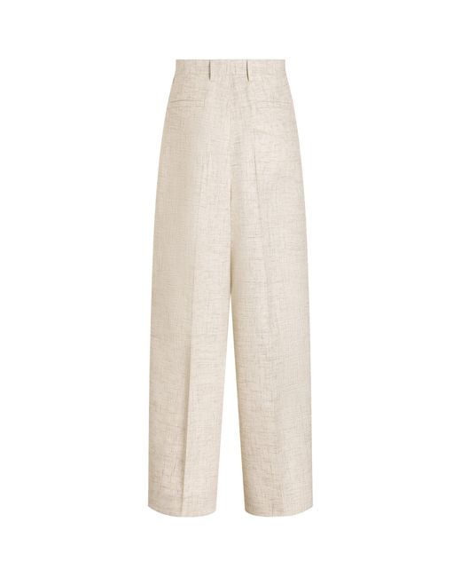 Dolce & Gabbana White Linen-Blend Tweed-Effect Trousers for men