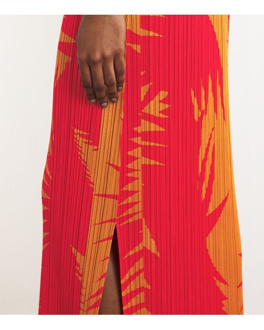 Pleats Please Issey Miyake Red Pleated Piquant Dress