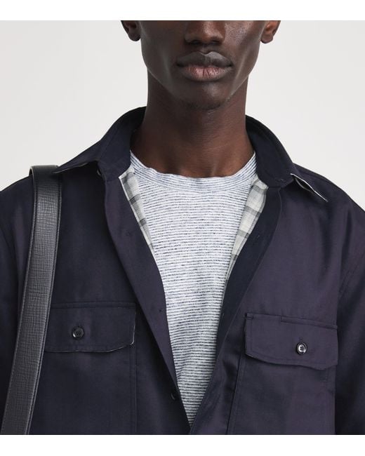 Brioni Blue Wool Overshirt for men