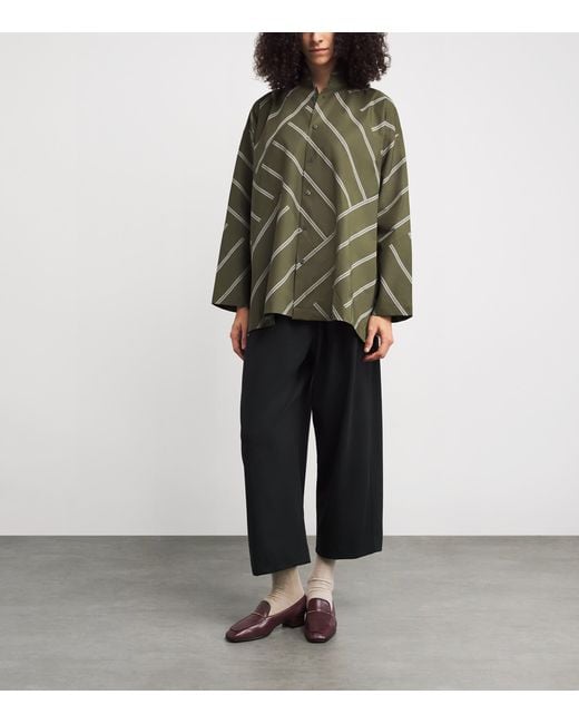Eskandar Green Slim Double Stand-Collar Shirt