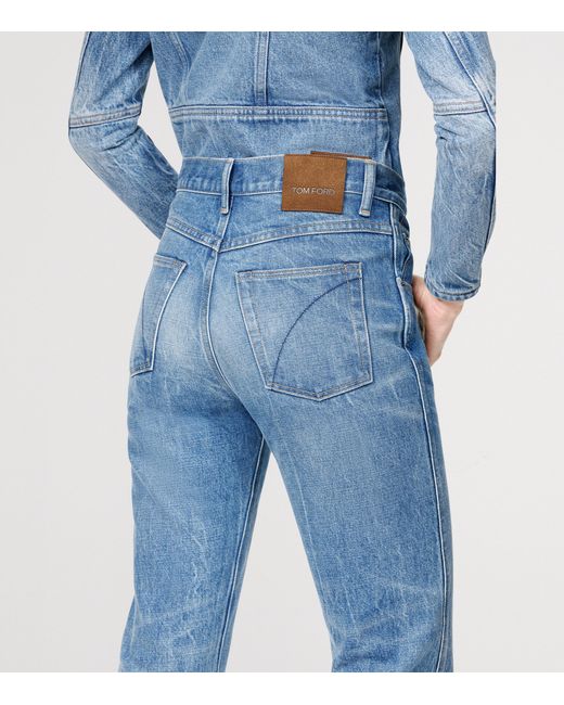 Tom Ford Blue Melanie High-Rise Straight Jeans