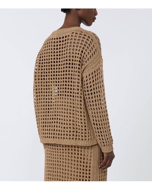 Max Mara Natural Cotton Open-Knit Sweater
