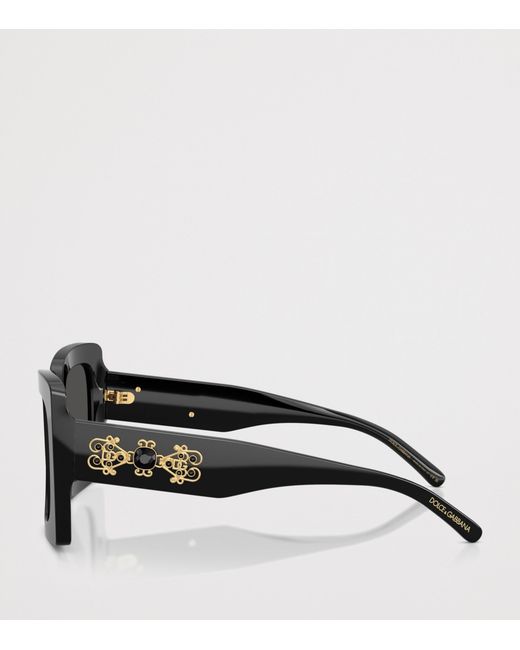 Dolce & Gabbana Black Embellished Square Sunglasses