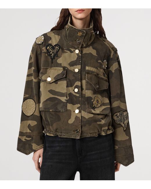 AllSaints Green Organic Cotton Clay Patch Jacket