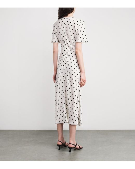 Claudie Pierlot White Satin Polka-Dot Maxi Dress