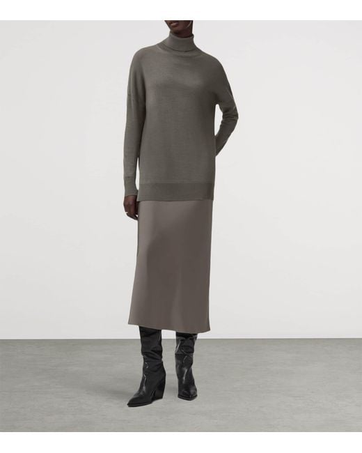 AllSaints Gray Juno 2-In-1 Midi Dress