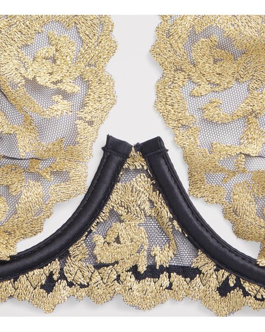 Coco De Mer Natural Embroidered High-Neck Plunge Bra