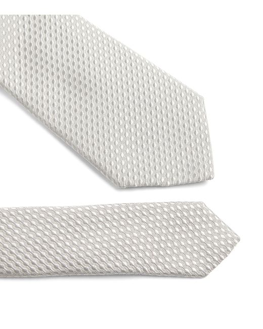 Emporio Armani White Cotton-silk Jacquard Woven Tie for men