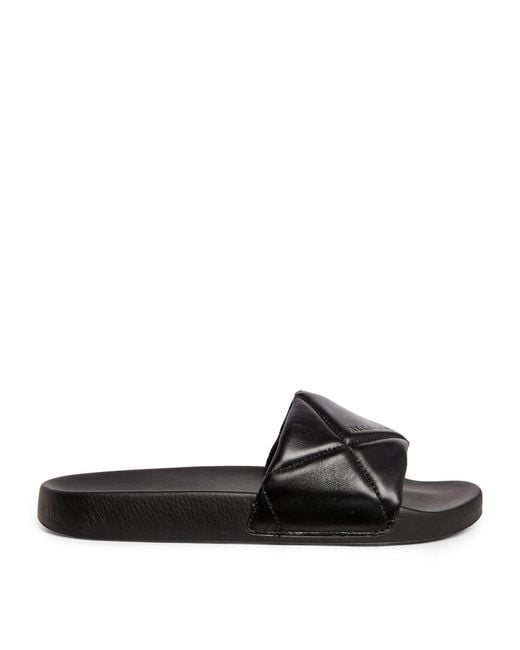 AllSaints Leather Bell Slides in Black Lyst