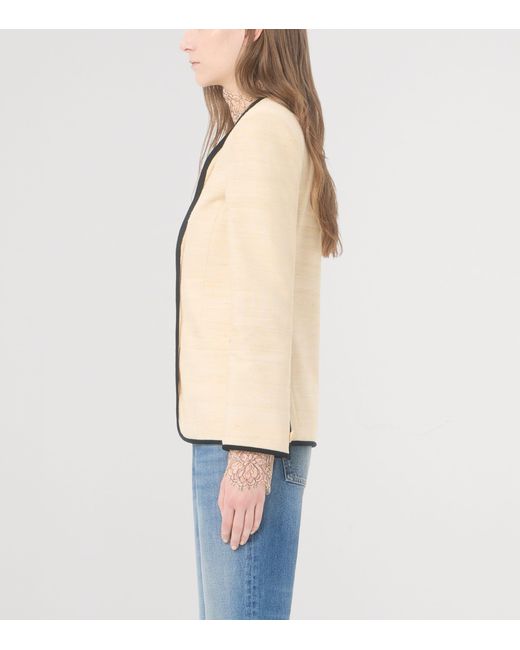 Valentino Natural Silk-Linen Collarless Blazer
