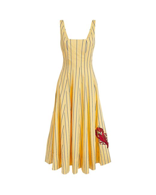 Staud Yellow Stripe Wells Midi Dress