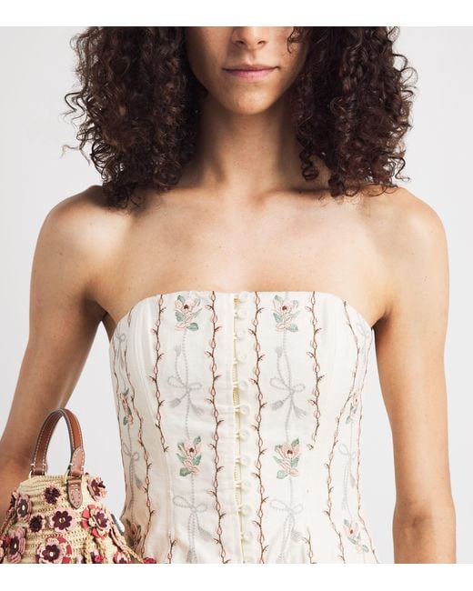 Agua Bendita Natural Linen Abelia Navegante Strapless Top