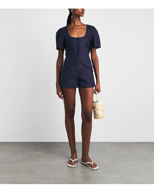 Faithfull The Brand Blue Linen Emma Vest