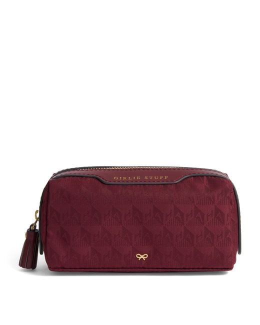 Anya Hindmarch Red Jacquard Logo Girlie Stuff Pouch