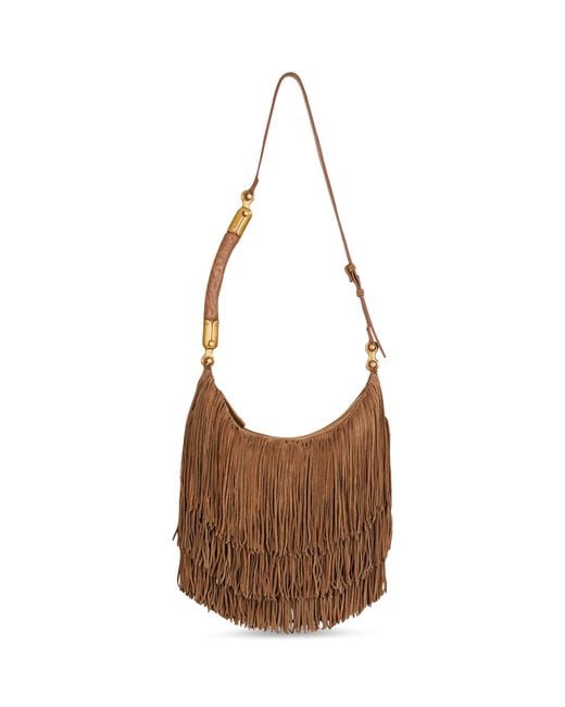 Balmain Brown Suede Fringe Ébène Shoulder Bag