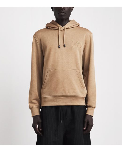 Isaia Natural Embossed Logo Hoodie for men