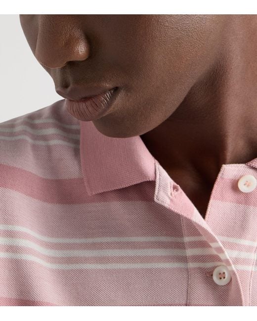 Prada Pink Cotton Piqué Stripe Long-Sleeve Polo Shirt