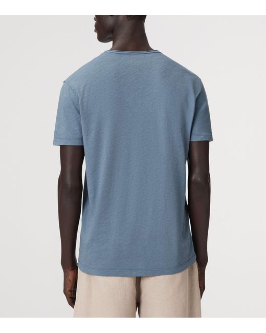 AllSaints Blue Organic Cotton Figure T-Shirt for men