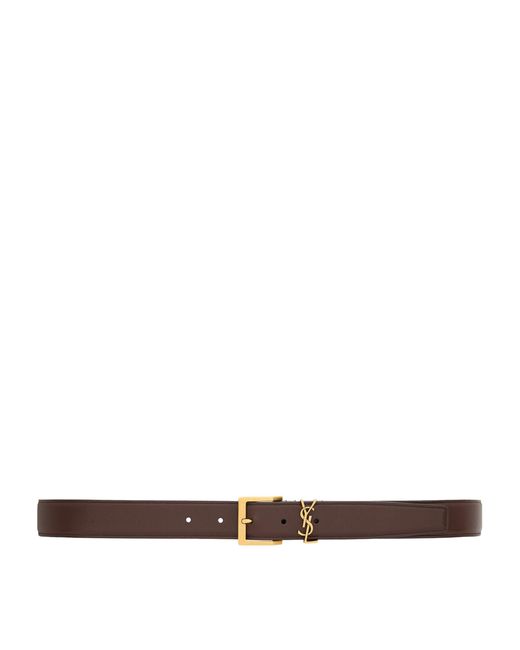 Saint Laurent White Calfskin Cassandre Belt