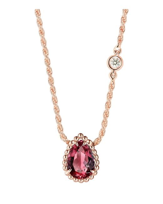 Boucheron White Extra Small Rose, Diamond And Garnet Serpent Bohème Motif Necklace