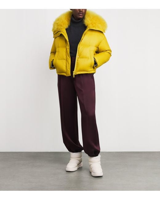 Yves Salomon Yellow Down-Fur Technical Puffer Jacket