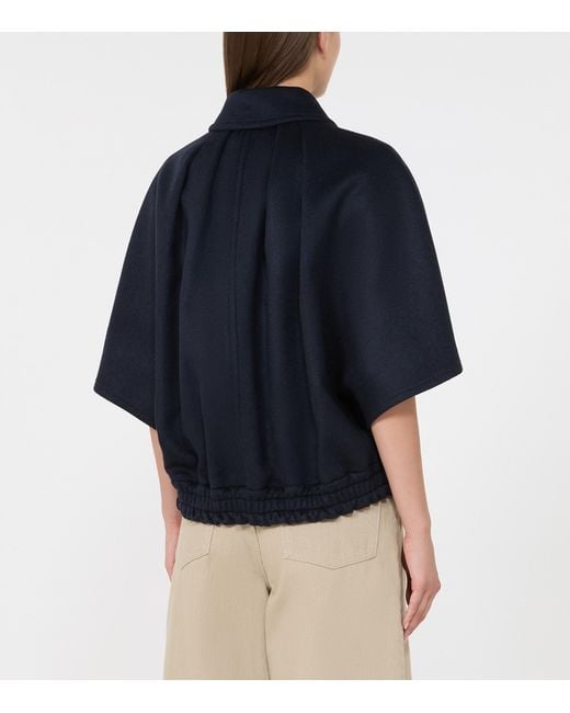 Max Mara Blue Cashmere Cape Jacket