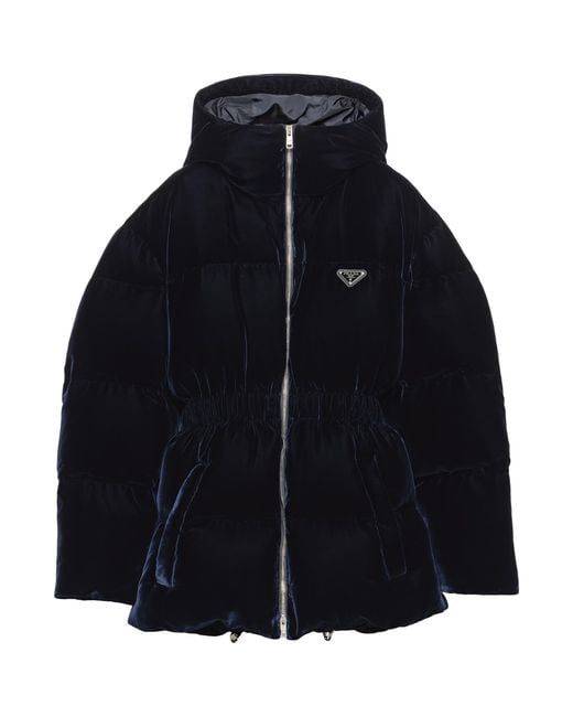 Prada Blue Velvet Down Jacket