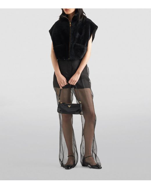 Prada Black High-Neck Reversible Slim-Fit Shearling Gilet