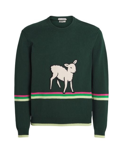 J.W. Anderson Green Cotton Sheep Sweater for men
