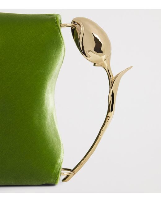 Erdem Green Mini Velvet Bloom Top-Handle Bag