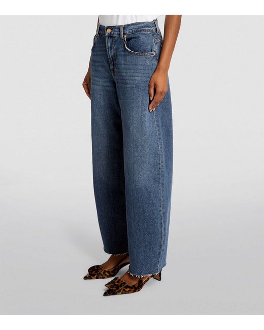 7 For All Mankind Blue Bonnie Curvilinear Wide-leg Jeans