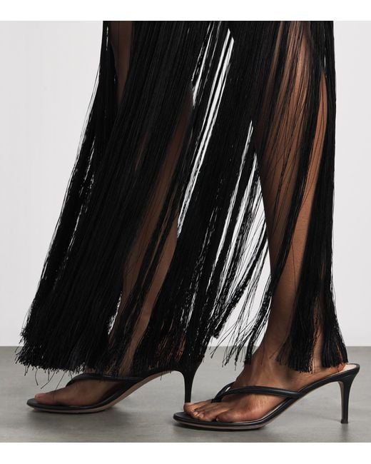 Cult Gaia Black Fringe-Detail Noosha Maxi Dress