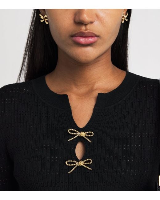 Claudie Pierlot Black Bow-Embellished Cut-Out Sweater