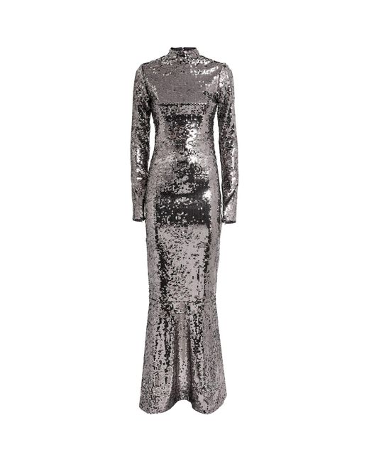 GOOD AMERICAN Gray Sequin-embellished Maxi Dress