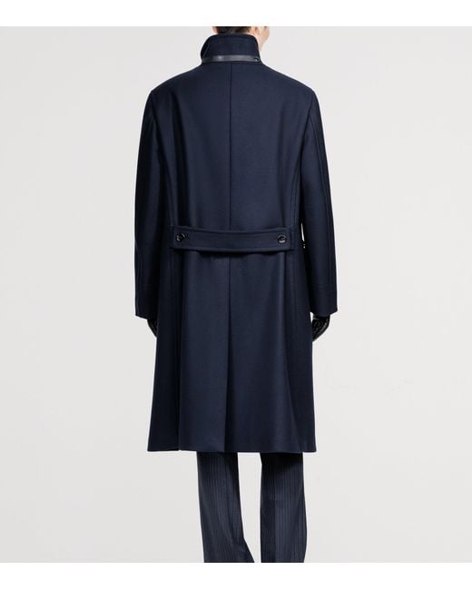 Tom Ford Blue Wool Military Overcoat for men