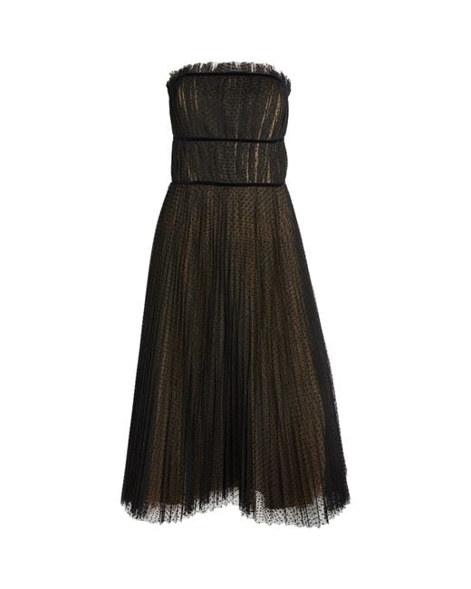 Polo Ralph Lauren Black Tulle Strapless Midi Dress