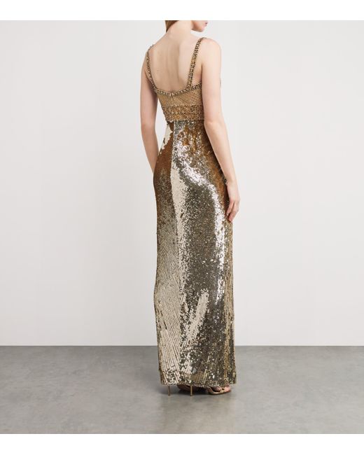 Jenny Packham Metallic Embellished Only You Maxi Dress