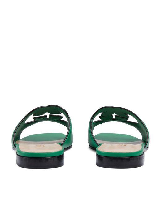 Gucci Green Leather Cut-out Sandals
