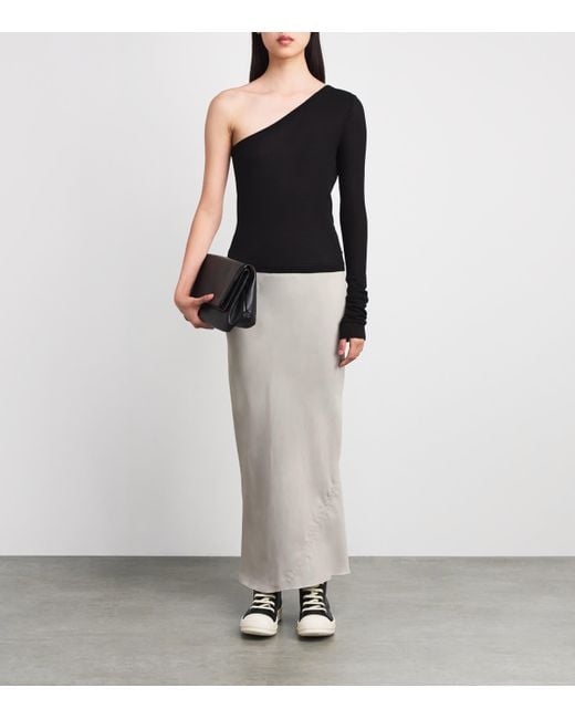Rick Owens White Bias-Cut Maxi Skirt