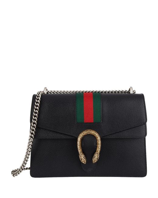 Gucci Black Medium Dionysus Webbed Stripe Bag